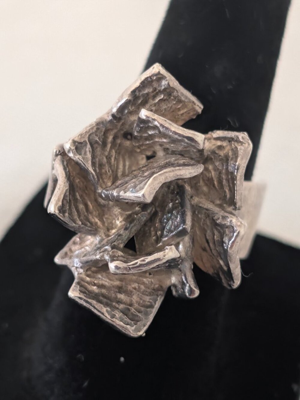 Vintage Kaare Sterling Silver Brutalist Floral Ring Sz 6